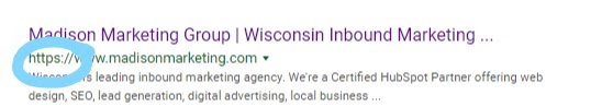 https in web address in madison marketing group in search result