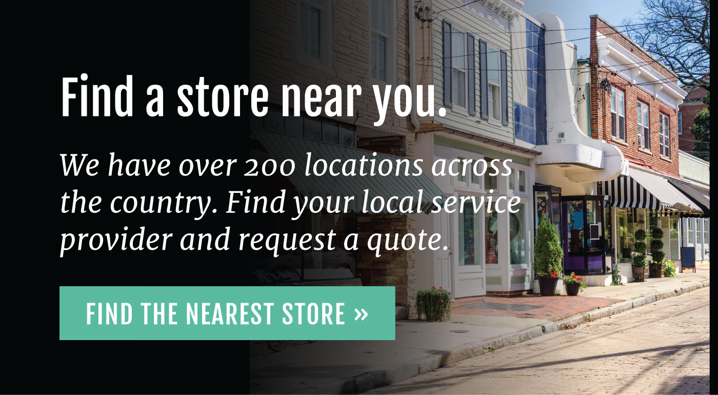 store finder CTA with street and local businesses in background
