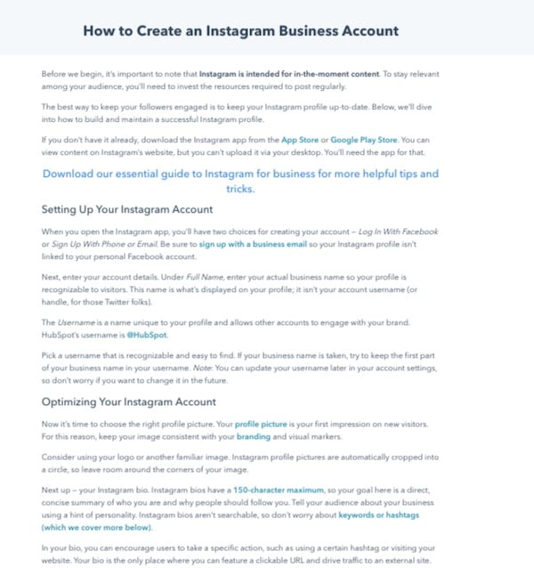 how to create instagram business account pillar page