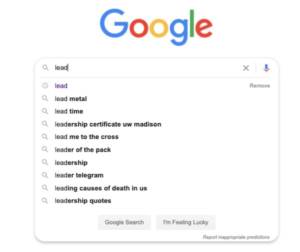 ambiguous Google search query with autosuggestions