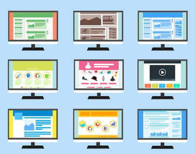 websites displayed on computer monitors illustration