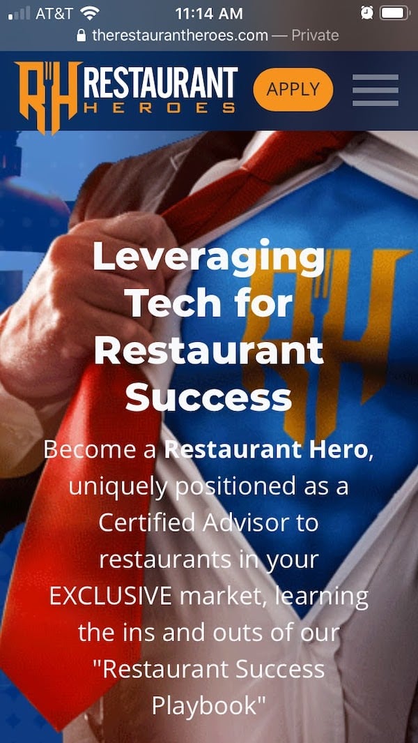 mobile homepage for restaurant IT franchise
