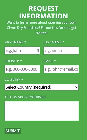 green franchisee recruiting form