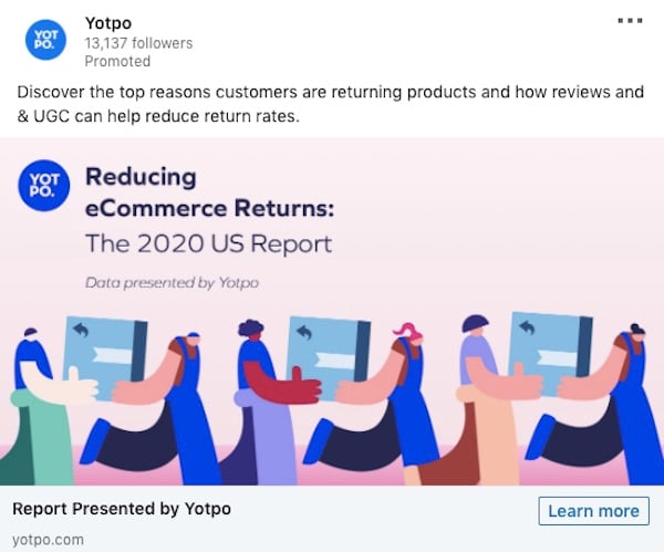 Yotpo LinkedIn ad for new content