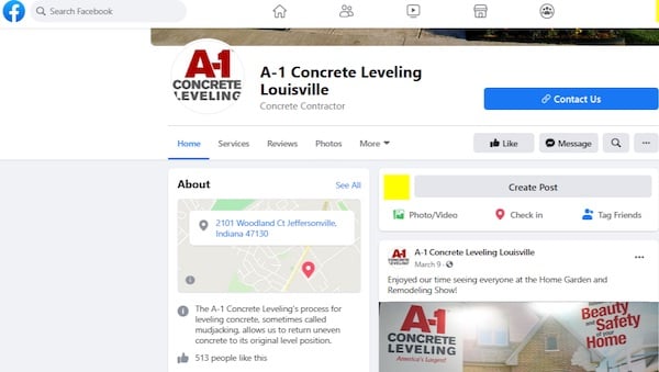 A1 Concrete Facebook page