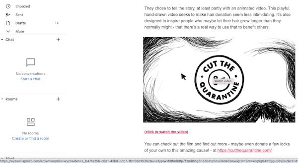 Wyzowl email with clickable image