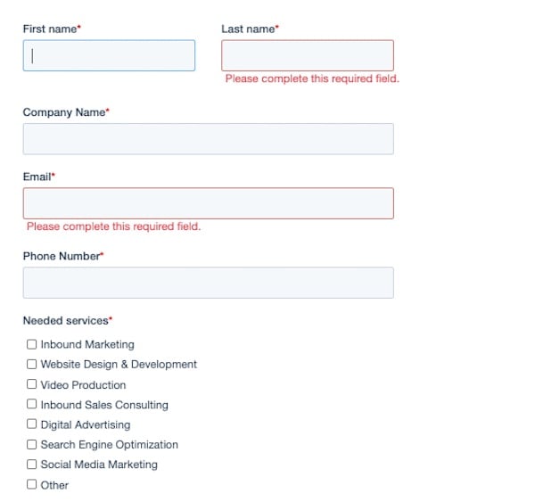 contact form