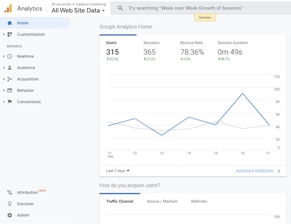 google analytics home