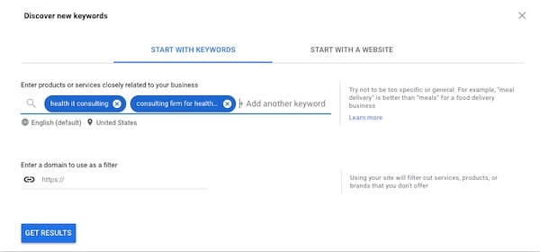 searching for multiple keywords in Keyword Planner