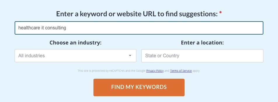 Free Keyword Tool search bar