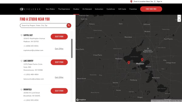 cyclebar embedded map