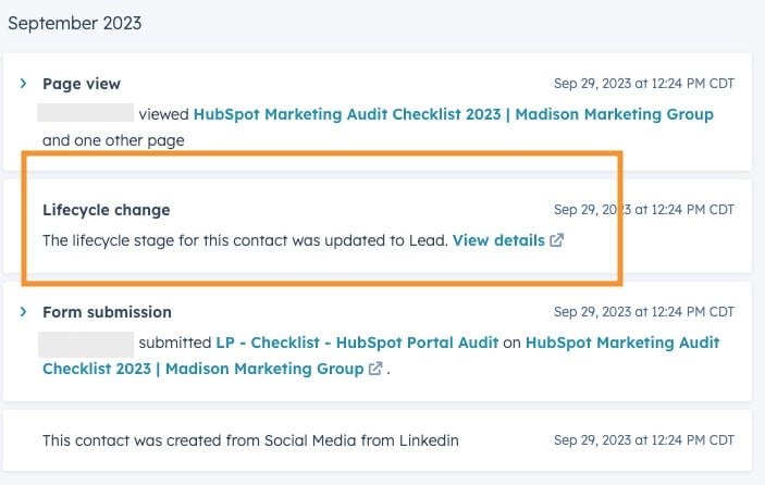 hubspot lifecycle change