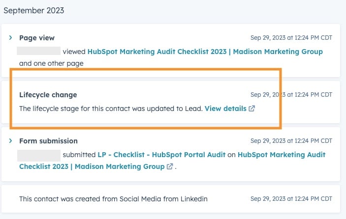 hubspot lifecycle change