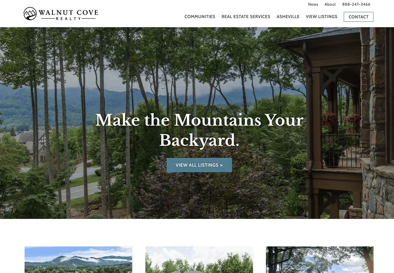 walnut cove realty homepage screenshot