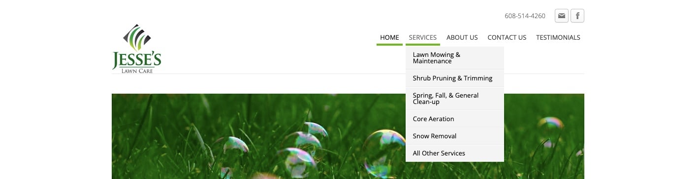 lawn care services menu