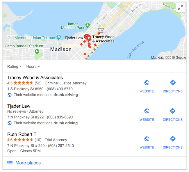 madison google my business listing search results