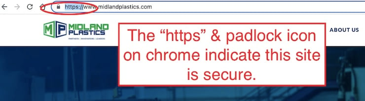 site address that begins with https