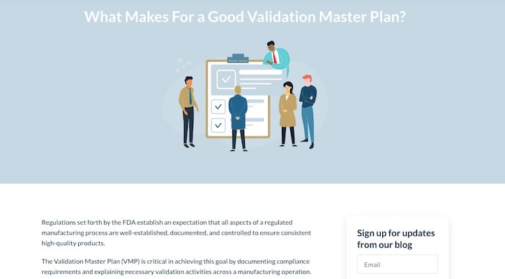 validation master plan content