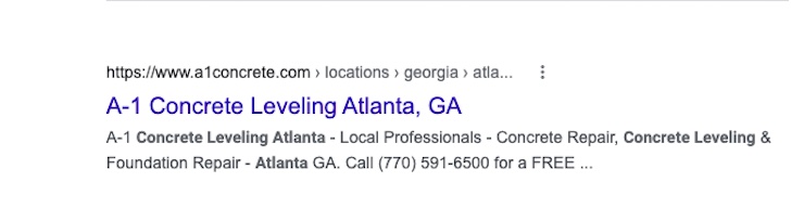 A1 paid search ad in results A1 paid search ad in results
