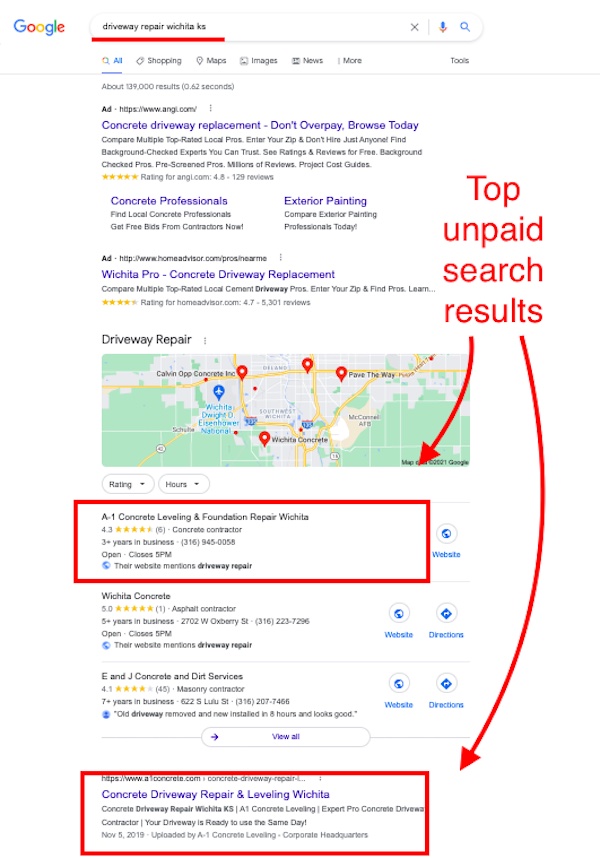 top organic search results top organic search results